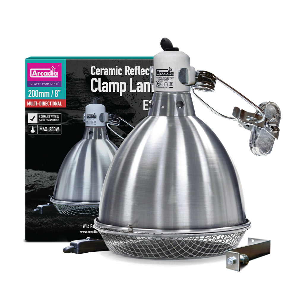 Arcadia Reflector Clamp Lamp With Ceramic Holder E27 - Stainless Steel - Bermondsey Exotics