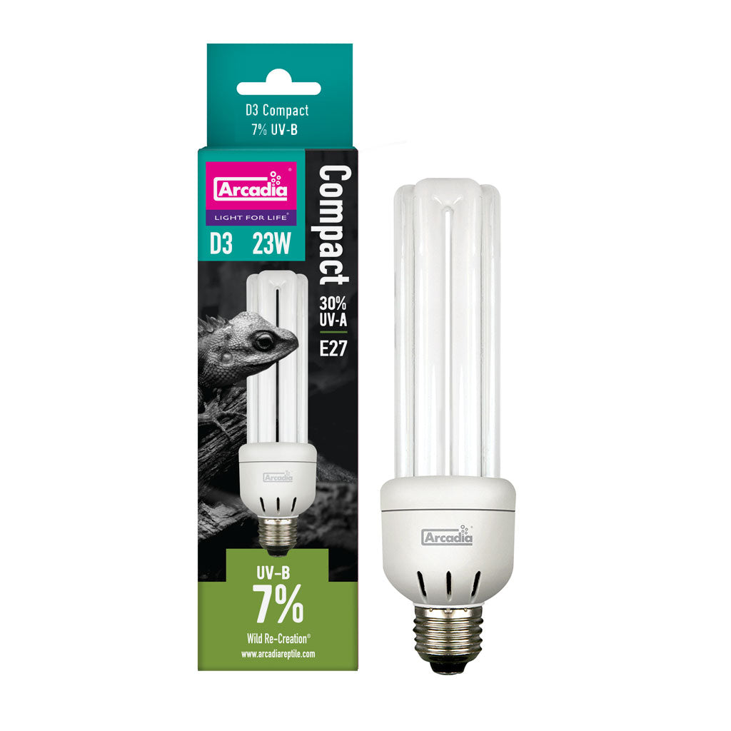 Arcadia D3 Compact Bulb 7% 23 Watt - Bermondsey Exotics