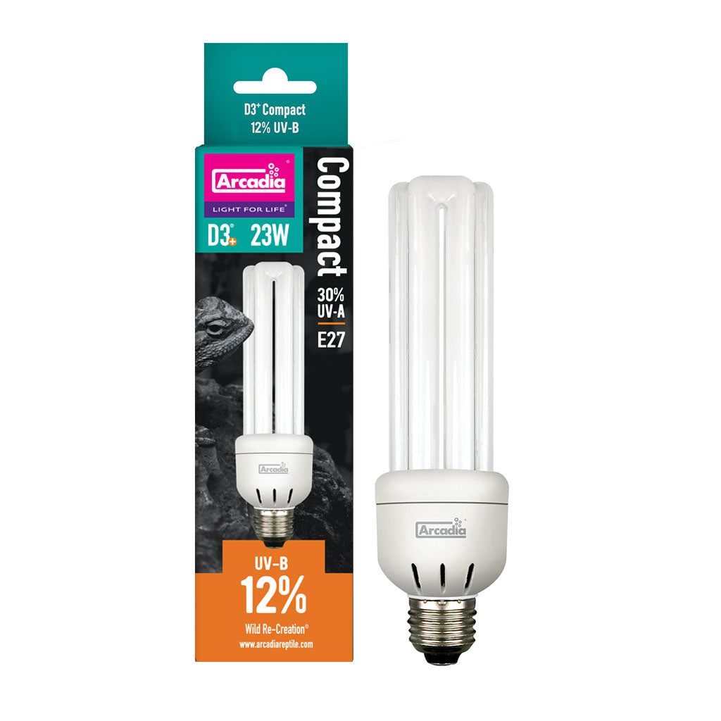 Arcadia D3+ Compact Bulb 12% 23 Watt - Bermondsey Exotics